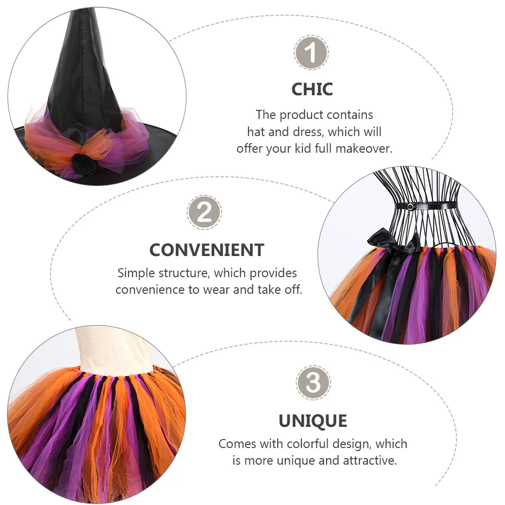 1Set Halloween Heksenhoed Rok Set Kinderen Kostuum Dress Party Verjaardag Foto Props Halloween Meisjes Kleding Kinderen