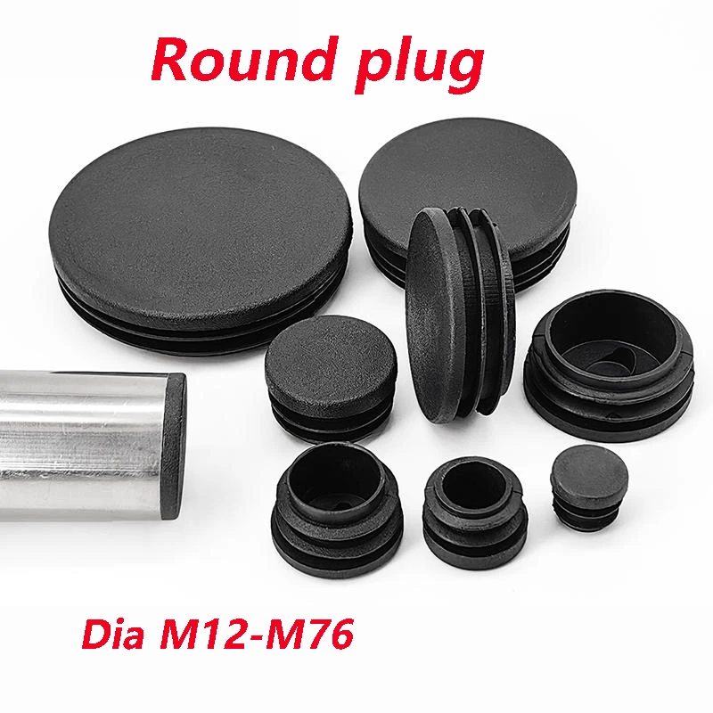 

Dia M12-76 Tube Pipe Inserts Plug Bung Insert Stopper For Chair Leg Pipe Tapon Tubo Redondo Black Round Plastic Blanking End Cap