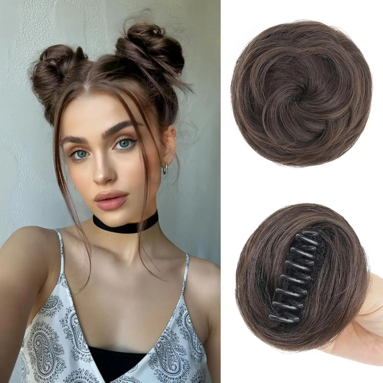 Women's Hair Buns Synthetic Curly Chignon Ombre Claw Hair Messy Buns Updo Claw Clip In Hairpiece For Women