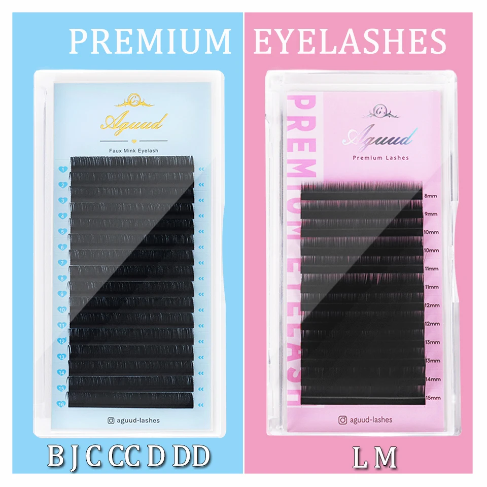 

AGUUD J B C D L M Round Individual Lash Extension Soft Faux Mink Eyelashes for Professional Makeup Mega Volume Eyelash Extension