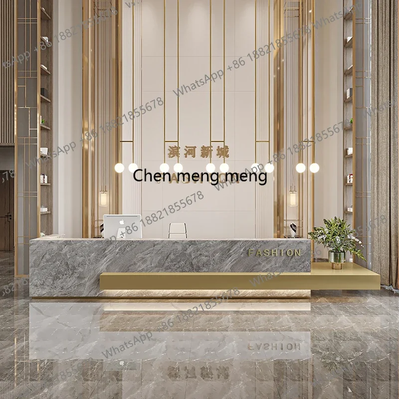 

z0189Luxury Beauty Reception Desks Modern Shelves Restaurant Company Desks Unique Hotel Display Comptoire Accueil Trendy Furnitu