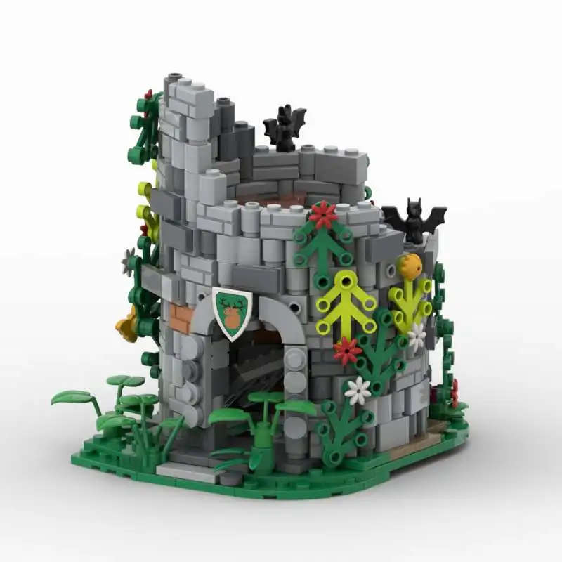 MOC architectural observation tower castle model - small particle building blocks toy set with 377 pieces - suitable for all ent