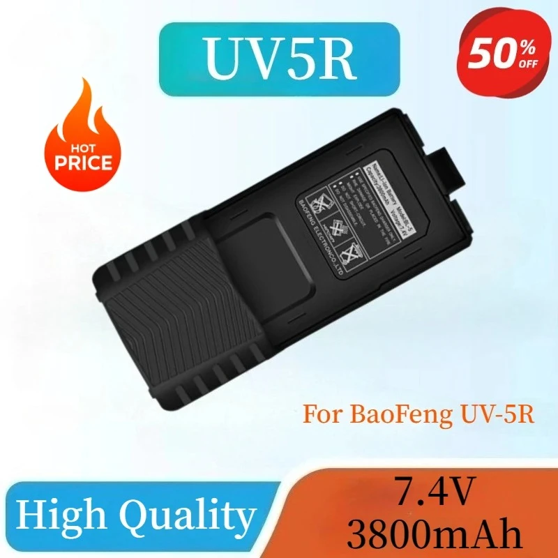 

New 7.4V 3800mAh Rechargeable Battery For BaoFeng UV-5R Plus BL-5 Extended Walkie Talkie Battery UV5RA Radio Accessories