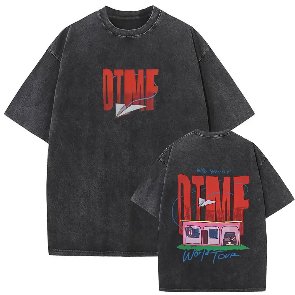 

Washed Vintage Rapper Bad Bunny Debi Tirar Mas Fotos DTMF World Tour 2026 T-shirt Men Women Hip Hop Fashion Oversized T Shirt