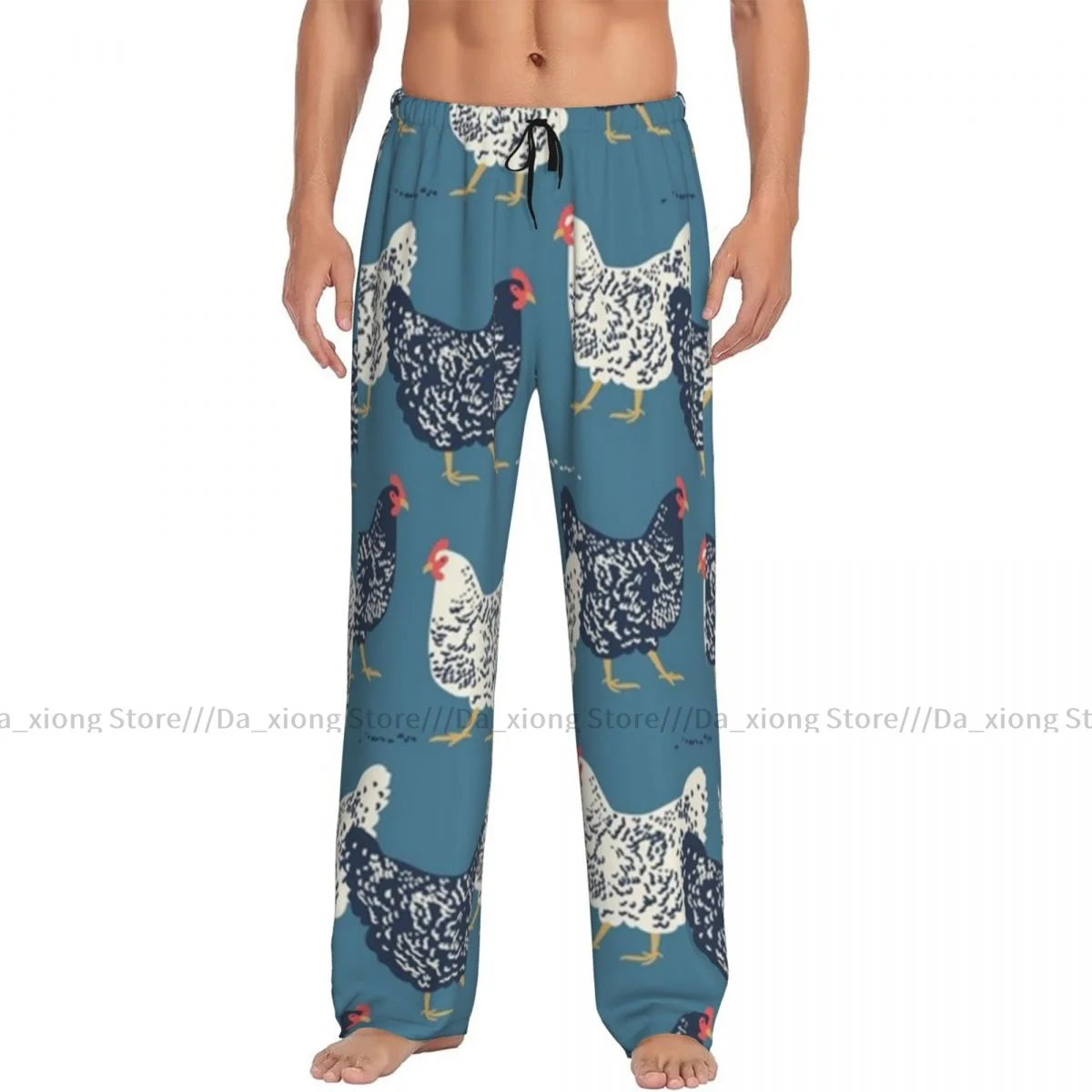 Men Sleep Bottoms Male Lounge Trousers Men's Vintage Chicken Print Pajama Pants