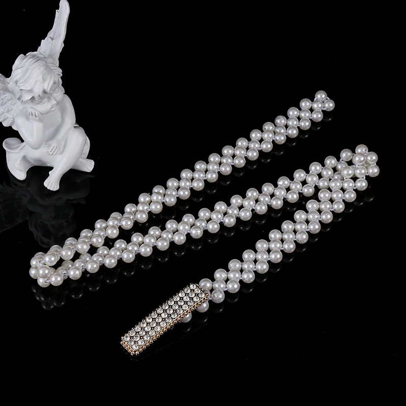 

Модная жемчужная поясная цепочка для женщин и девочек, универсальная юбка, повседневный ремень, элегантная тонкая одежда из бисера, подарочный аксессуар