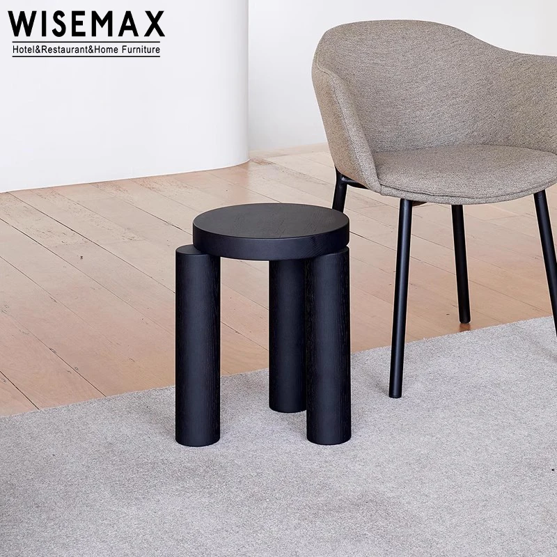 WISEMAX FURNITURE Good quality stable wood side table hotel furniture round top customized solid wood end table for living room