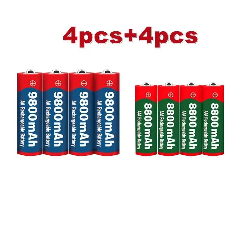 2023 New 1.5V AA 9800 mAh+1.5V AAA 8800 mAh Alkaline1.5V Rechargeable Battery For Clock Toys Camera battery