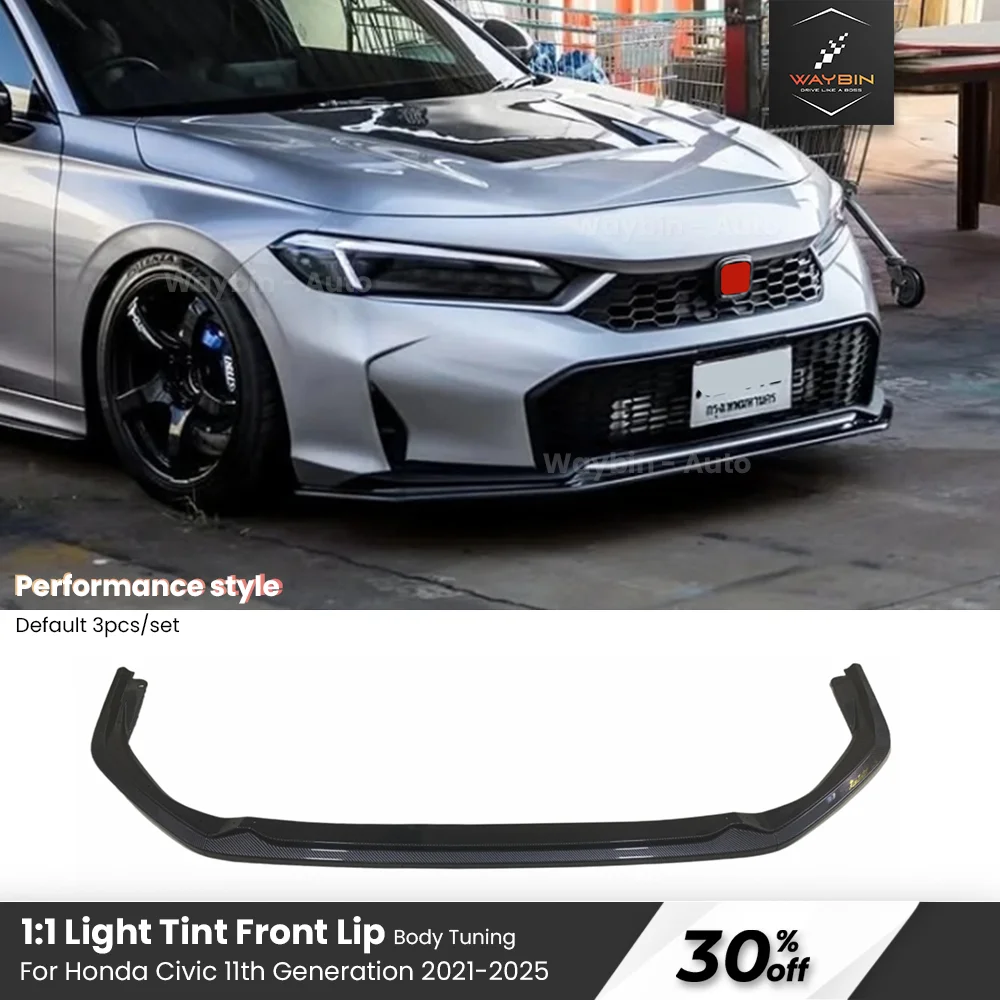 

For Honda Civic 11th Generation 2021-2025 Sporty Front Bumper Lip Extensions Splitters 3PCS Set ABS Auto Front lip Spoiler