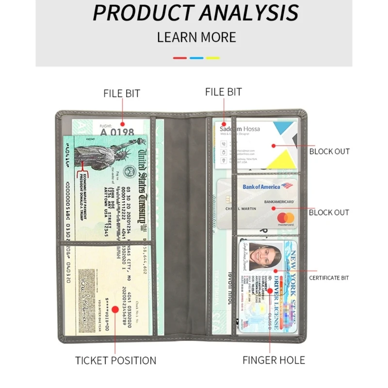 ผู้ถือบัตรประกันการลงทะเบียนรถหนัง PU ใบอนุญาตขับรถอัตโนมัติเอกสารออแกไนเซอร์กระเป๋าสตางค์รถยนต์ที่สำคัญกรณี