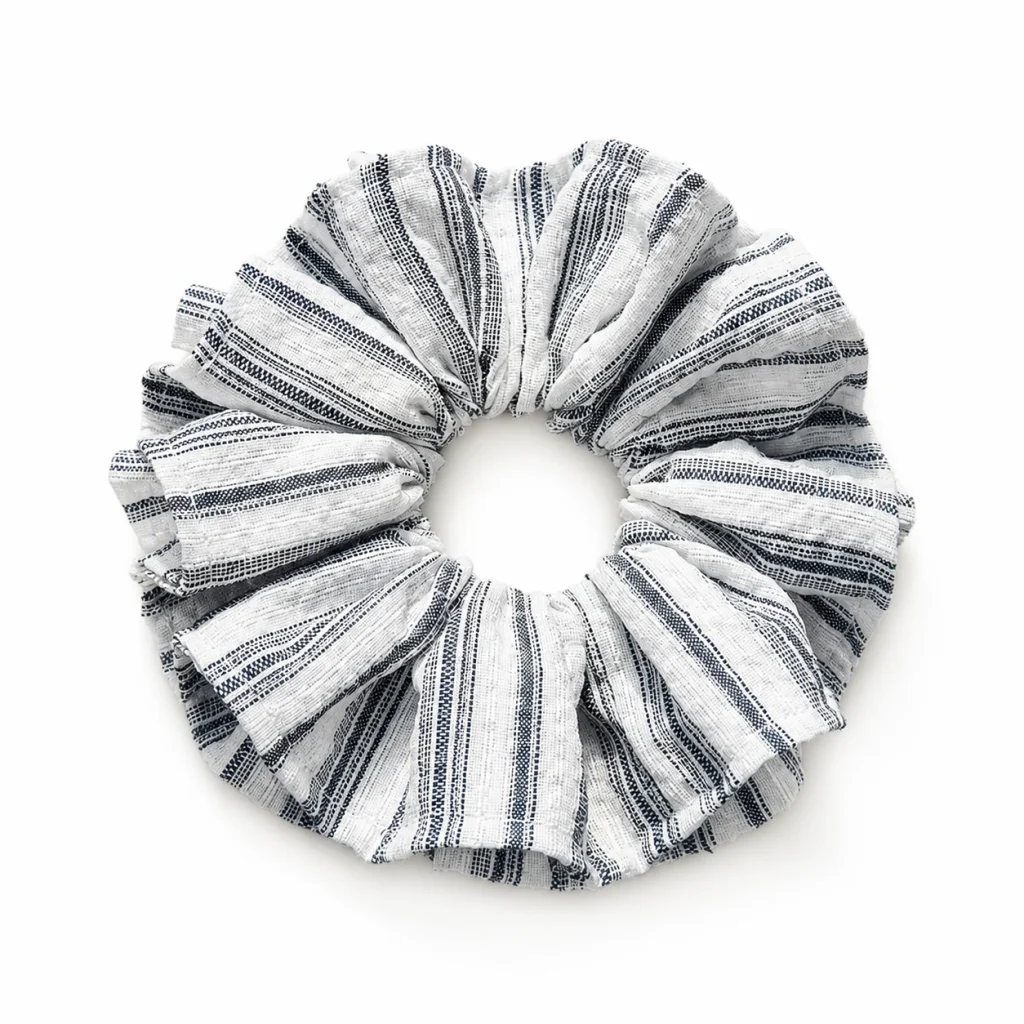 monochrome-airy-stripe-single-layer-scrunchie-handmade-hair-tie-for-women