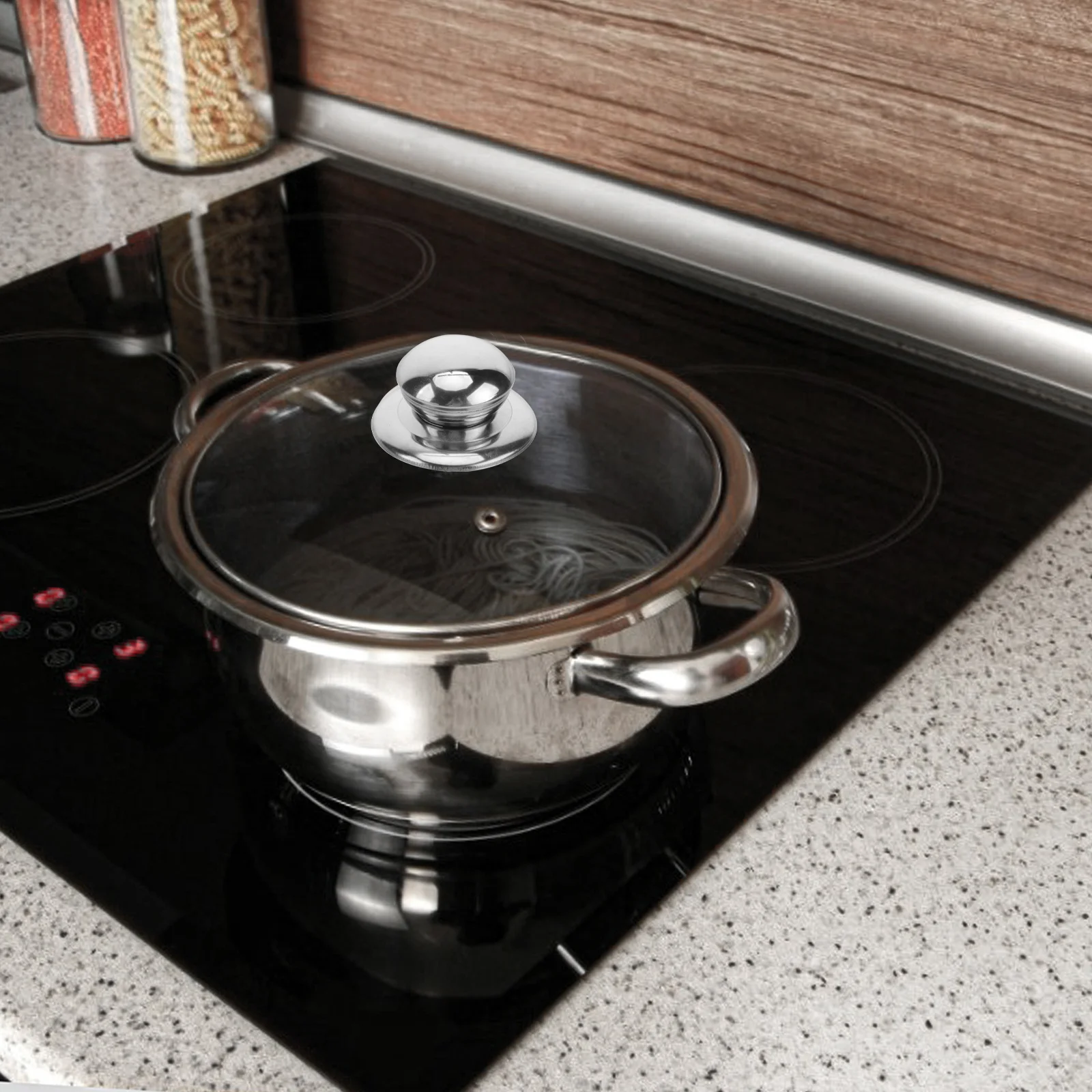 

2Pcs Pot Lid Knob Stainless Steel Replacement High Temperature Resistant Pot Cover Handle Universal Fit for 5-15cm Hole Cookware