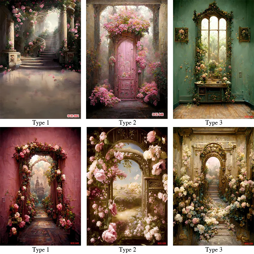 

Vintage Portrait Photography Background Corridor Staircase Wonderland Wedding Bride Pregnancy Backdrop Flower Butterfly