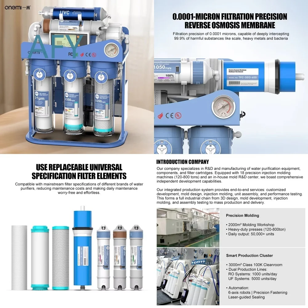 OEM for Class 8 600GPD UV Tankless Water Filter with TDS Tester Under Sink Reverse Osmosis System Mineralized Purifier for