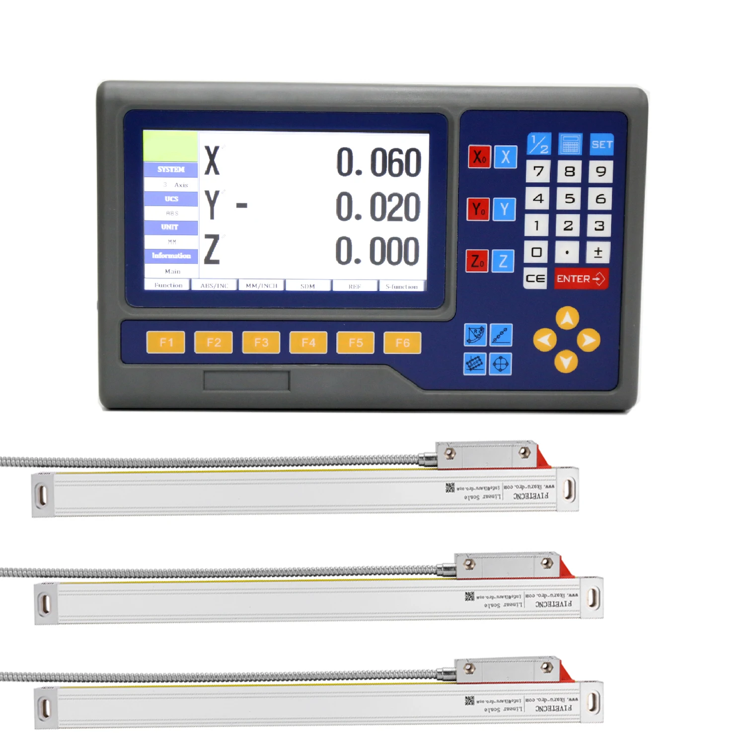 Fivetecnc New LCD 3 Axis Digital Readout DRO Kit and 3pieces KA300 High Precision Ruler Linear Scale Optical Encoder