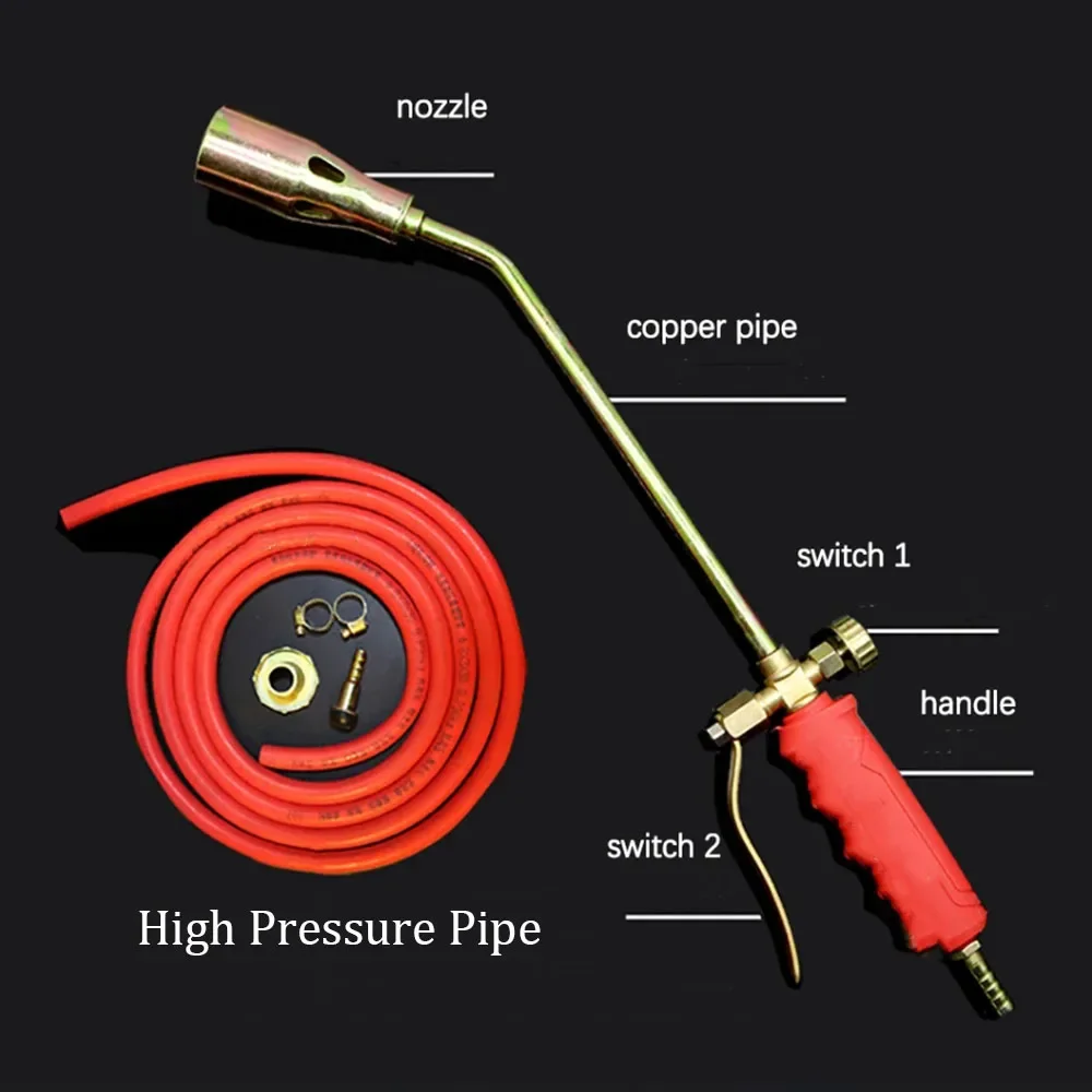 Multifunctional High Temperature LPG Gas Welding Torch Household Burning Pig Hair Flamethrower Extended BBQ Torch Flame Gun 1.2M