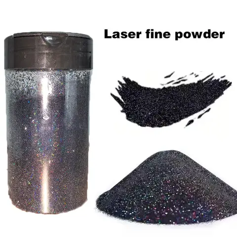100g Holographic Ultra-fine Black Laser Glitter Powder Portable Rainbow Bright Creative Nail Enhancement DIY Crafts Fillings