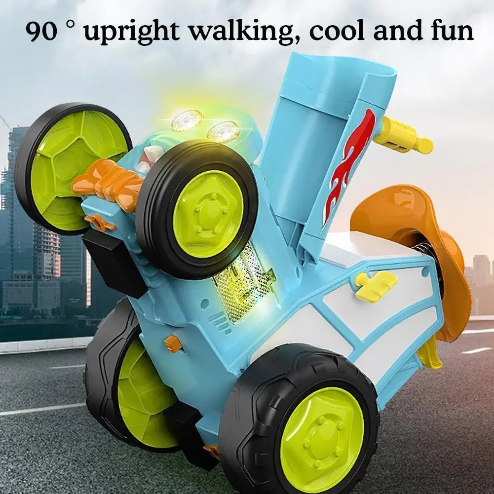 Crazy Jumping Car With Music Lights Vehicle Infrared Remote Control Stunt Cars Walk Upright Rc Truck Funny Children Toys ﻿