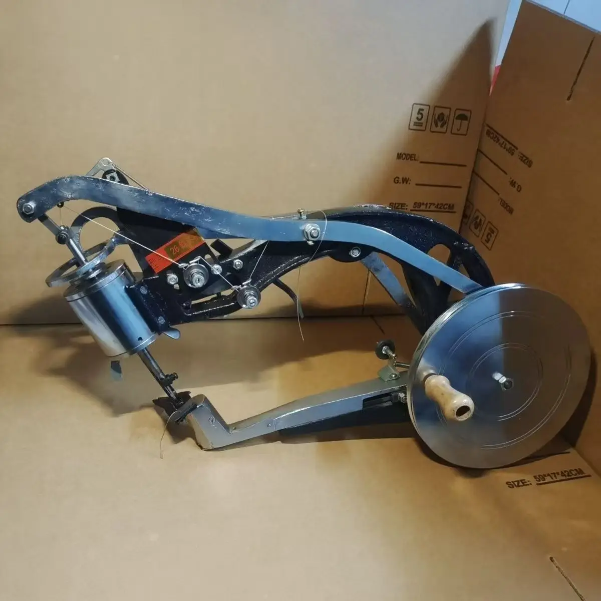 Máquina de reparación de suelas Manual, manivela Manual, máquina de coser Industrial de punto de bloqueo de alta velocidad para parches y modificación de zapatos