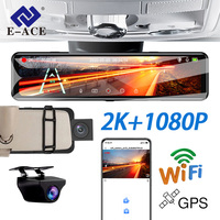 E-ACE A45 2.5K Rearview Mirror Car Video Recorder Car Dvr WIFI GPS 24H Parking Monitoring 1080P Rear Waterproof Camera Black Box