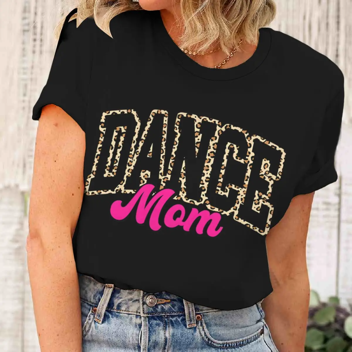 

Leopard Print Dance Mom T-shirts Vintage Dance Lover Dancer Mama Streetwear Women Short Sleeve Casual Mommy Life Tees