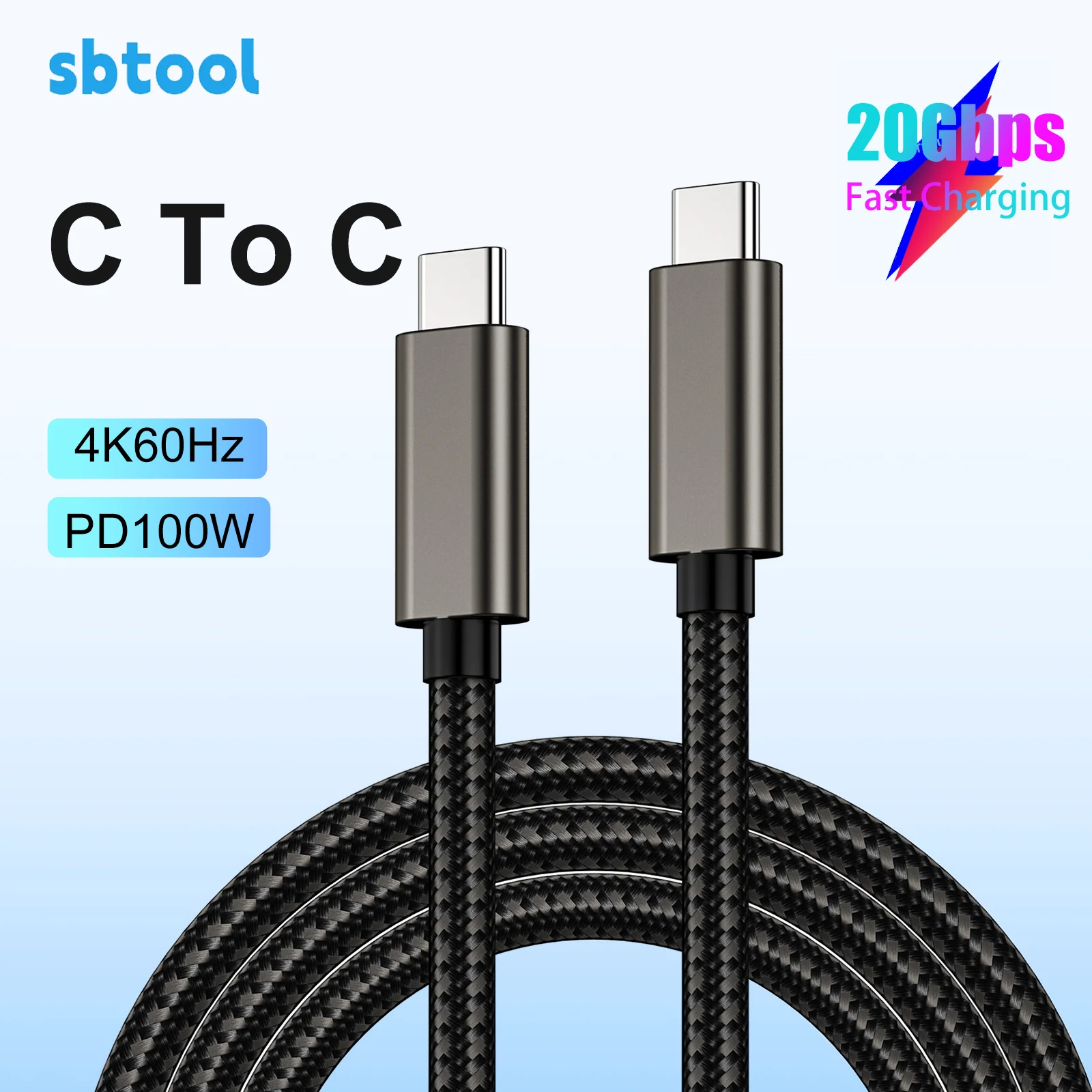 

Sbtool Type C To Type C Cable 100W PD Fast Charging Cable Nylon Braided Cables Compatible With Macbook Pro And Ipad