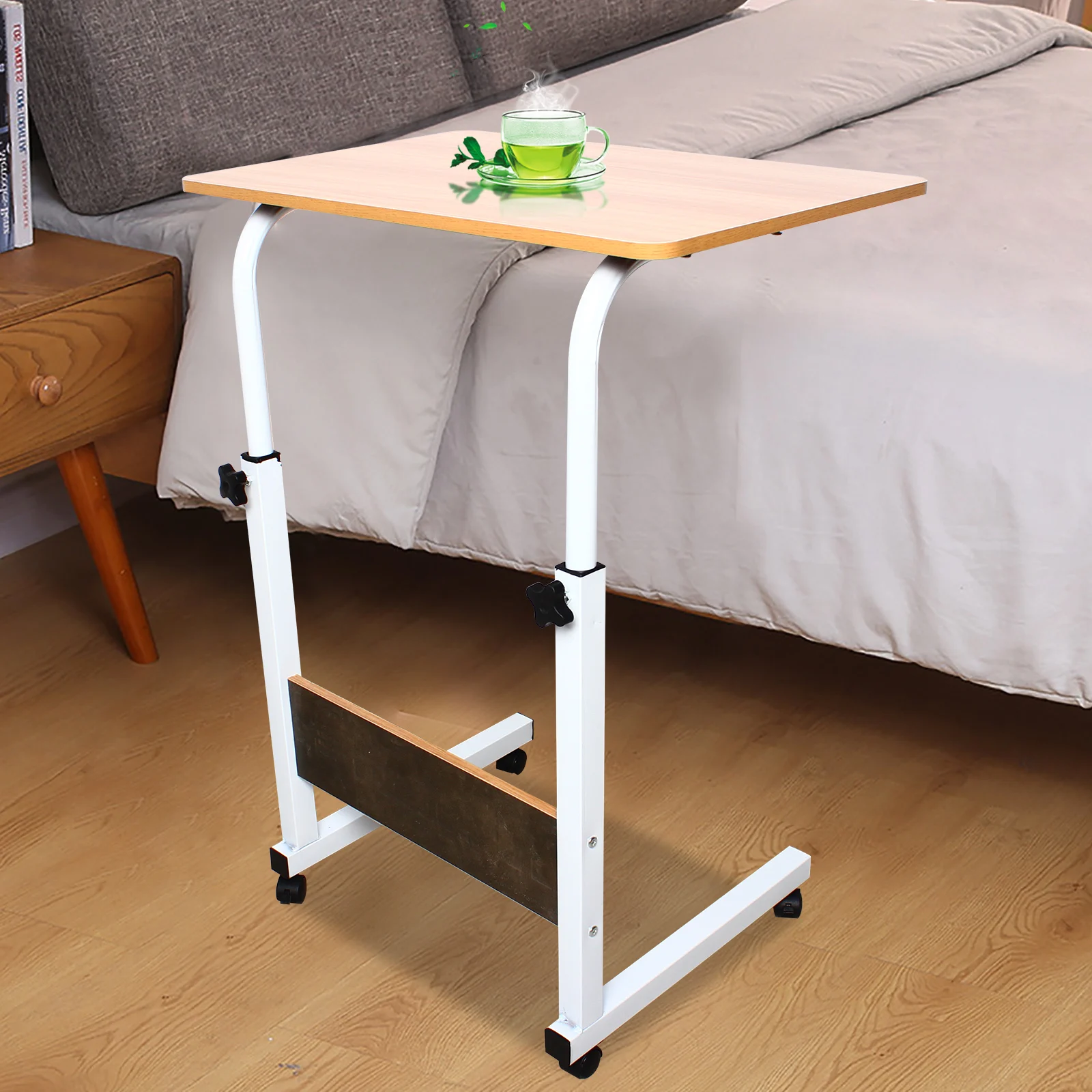 Lazy Computer Stand Lift table With Universal Wheels, Height Adjustment, Desktop Size 15.74*23.62inch