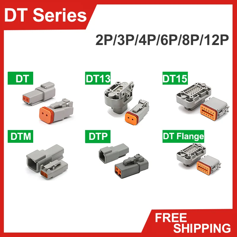 DT DT13 DT15 DTM DTP DEUTSCH Series Flange DT06-2S Male DT04-2P  Female Plug Automobile Waterproof Connectors