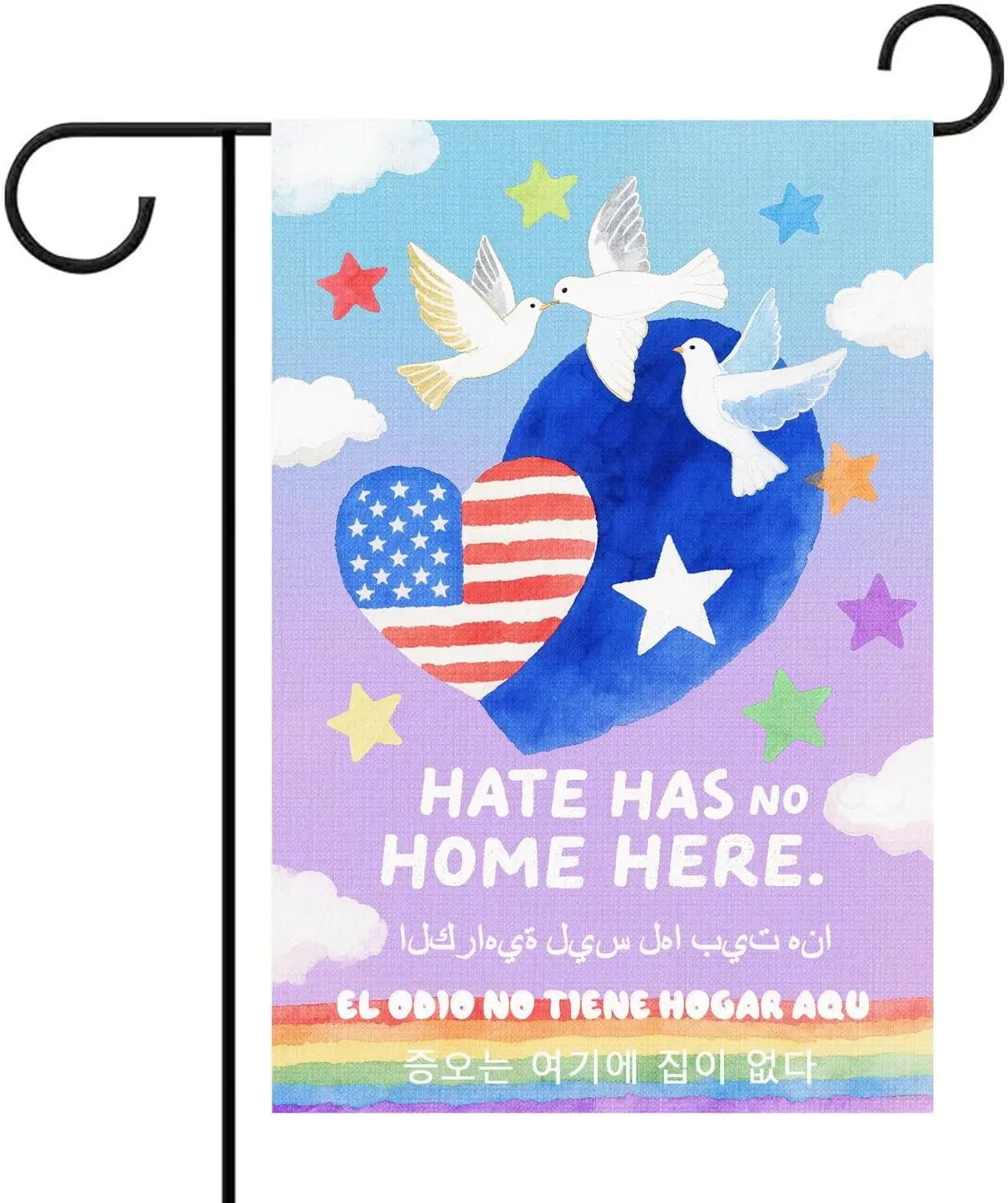 Hate Has No Home Here Garden Flag Kindness Peace Yard Decorations Defend Equality Banner Inclusion Equality Human Rights Fla PPZ