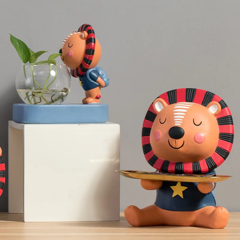 

Скандинавский креативный мультяшный орнамент с изображением льва, украшение для детской комнаты, книжное украшение для рабочего стола, украшение для гостиной, офиса, подарок на день рождения