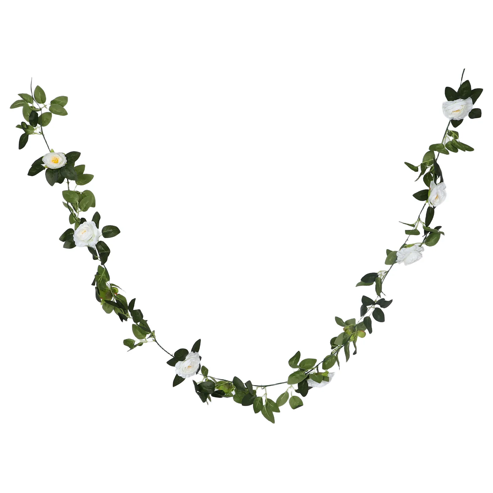 

Artificial Rose Vine White Hanging Decor Faux Spring Flowers for Indoor Outdoor Room Decor Wedding Arch Air Conditioning Pipe