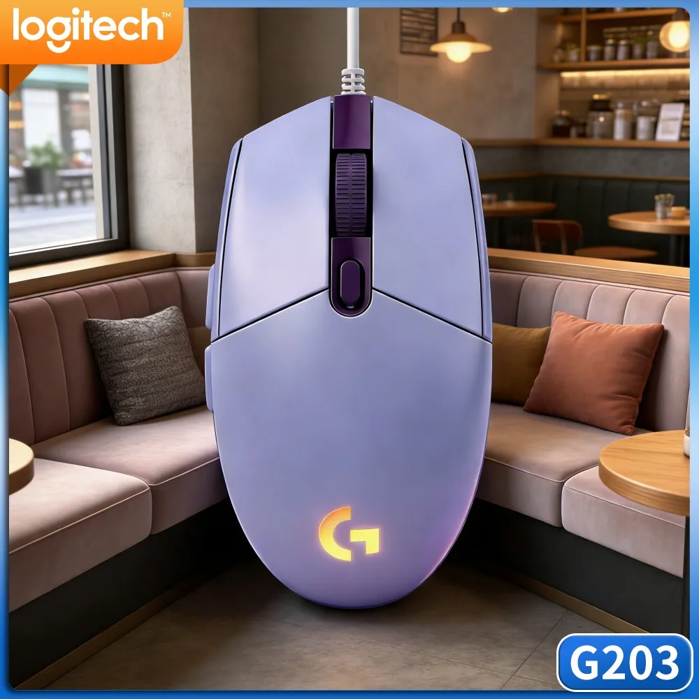 Logitech G203 Wired Gaming Mouse Ergonomic Palm Support Customizable Rgb Light Stable Usb For Esport Game And Office Tasks