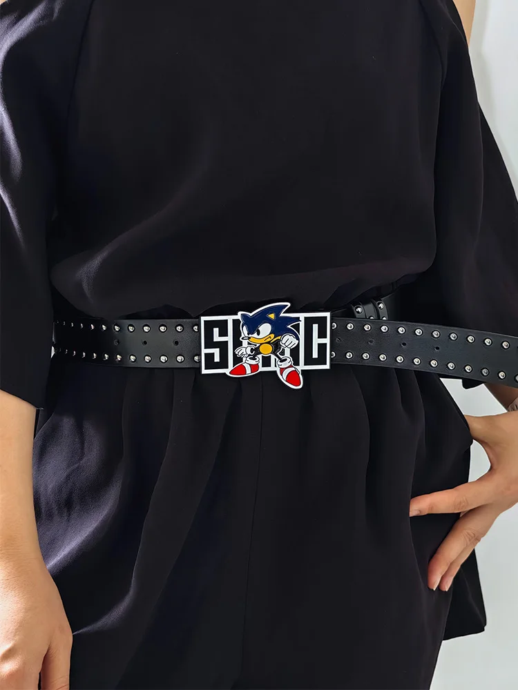 INS Harajuku Y2K exagéré mille nuits noir vitesse garçon ceinture recadrée clouté décoration ceinture Style de rue pour hommes femmes Chi