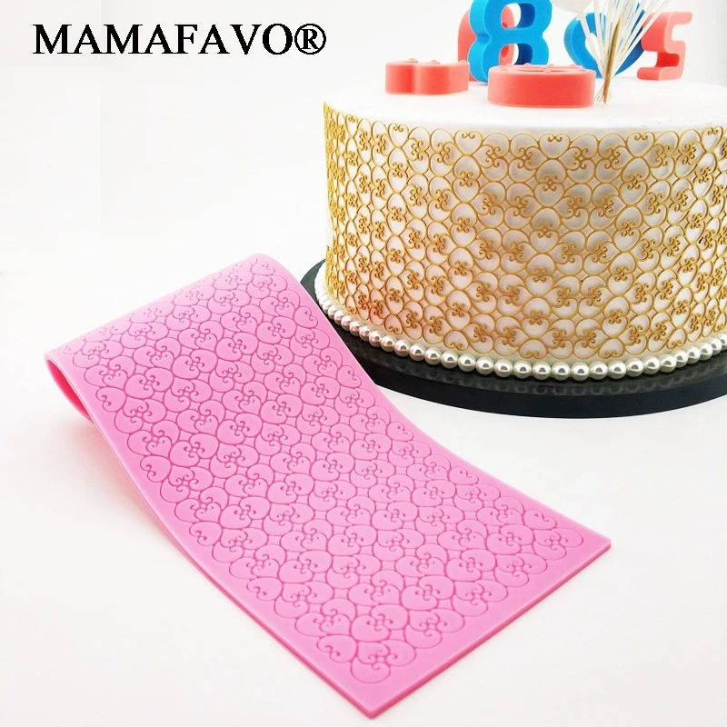 Cake Mold Lace Love Heart Broken Flower Lace Mold Silicone Mold Fondant Cake Rim Chocolate Decoration Mold Cake Stands M042
