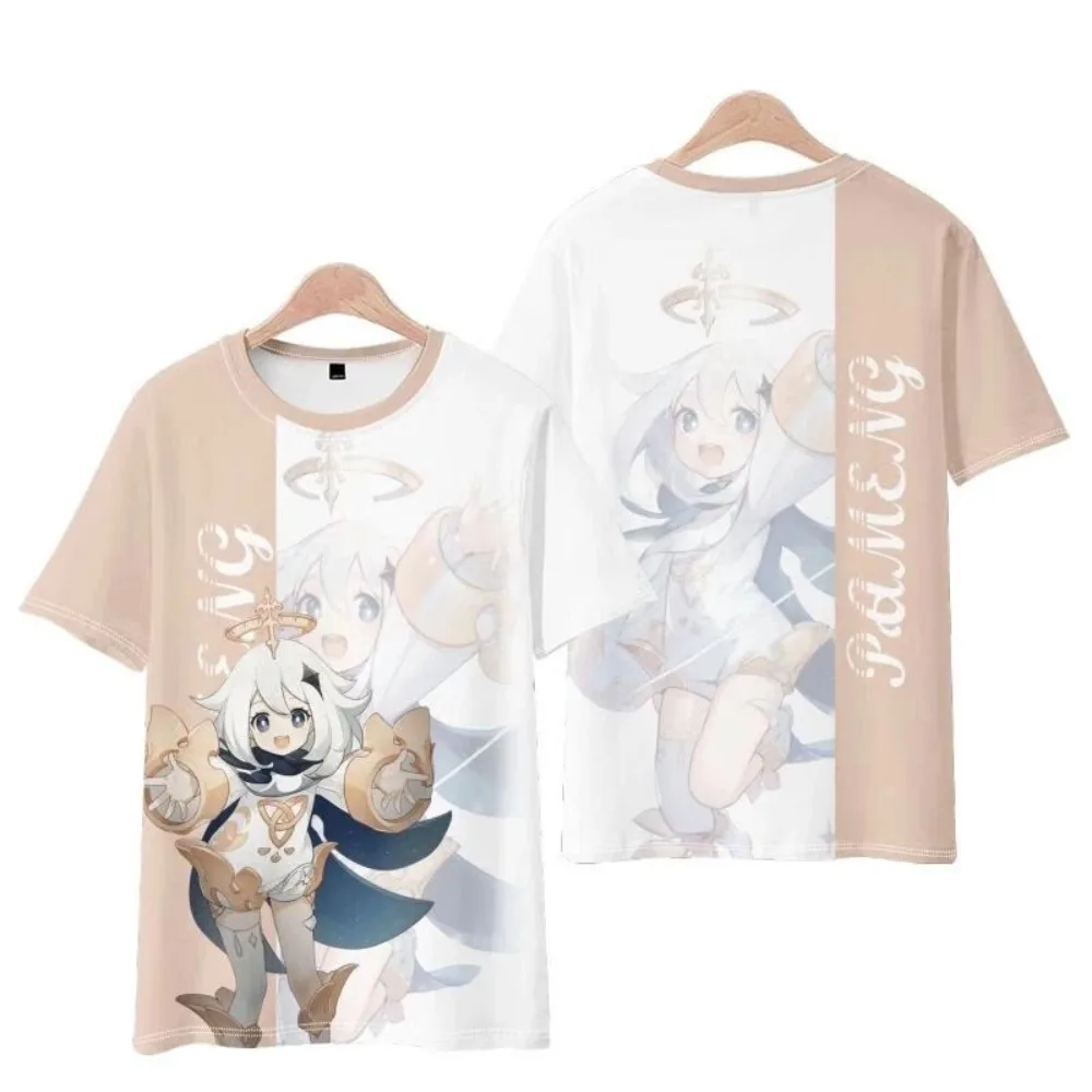 Genshin Impact Paimon Cosplay 3D Men's T Shirt Outdoor Men Women Anime Fashion T-shirt Casual Sports Summer Harajuku Streetwear