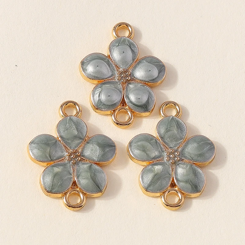 20 Stück modische, bunte Emaille-Blumen-Anhänger, Verbinder für die Schmuckherstellung, DIY-Halsketten, Armbänder, handgefertigtes Kunsthandwerk, Zubehör – Detail 7