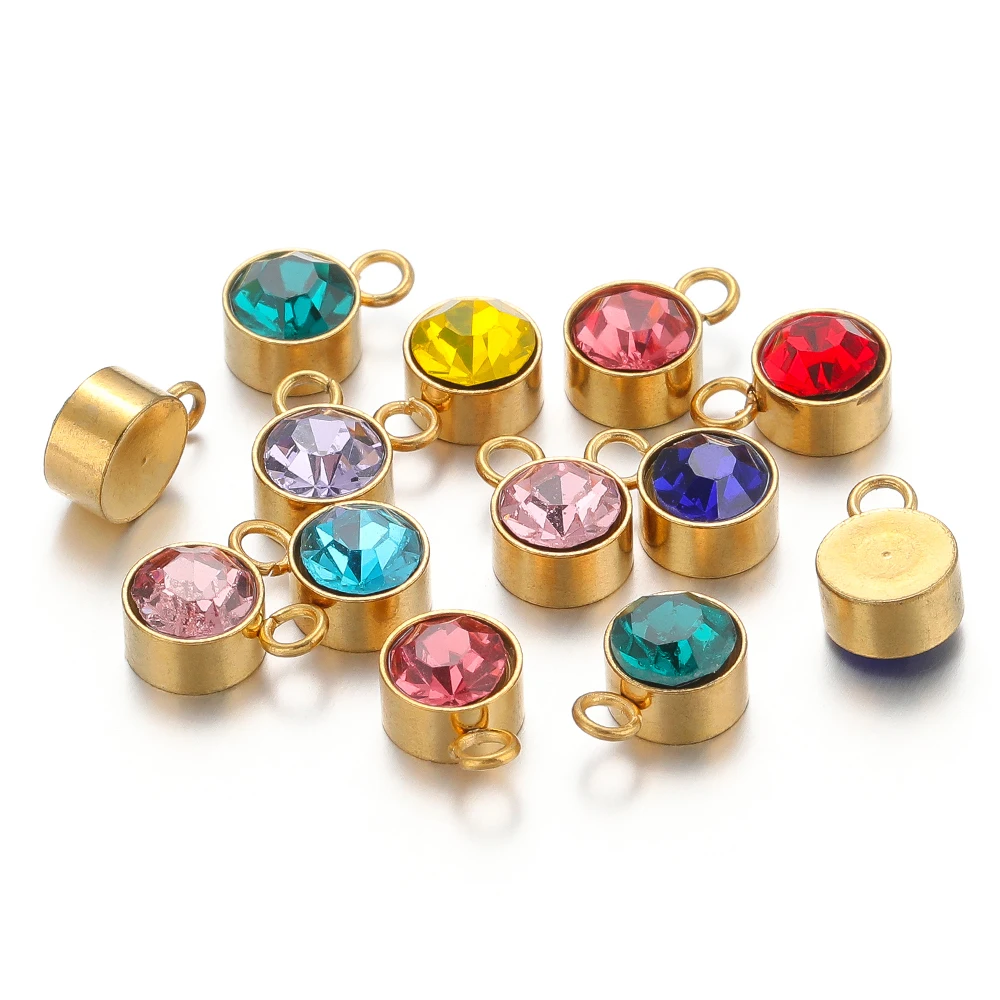 20pcs Gold Stainless Steel Zircon Beads Charms Pendant Jewelry Findings for DIY Woman Jewelry Necklace Findings Earrings Making