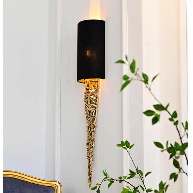 All copper wall lamp, modern French minimalist living room background wall lamp at the bedside of the bedroom, aisle lamp