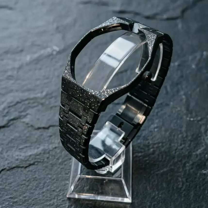 Wrist Conversion Mod Kit for Pocket Watch, Octagonal Shape Watch Upgrade Parts, Sandblasted Stainless Steel Case & Strap