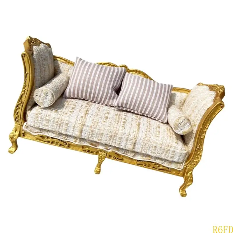 ドールハウス二人掛けシングルソファ手作り木製ミニチュア装飾 DIY おもちゃハウスアクセサリー