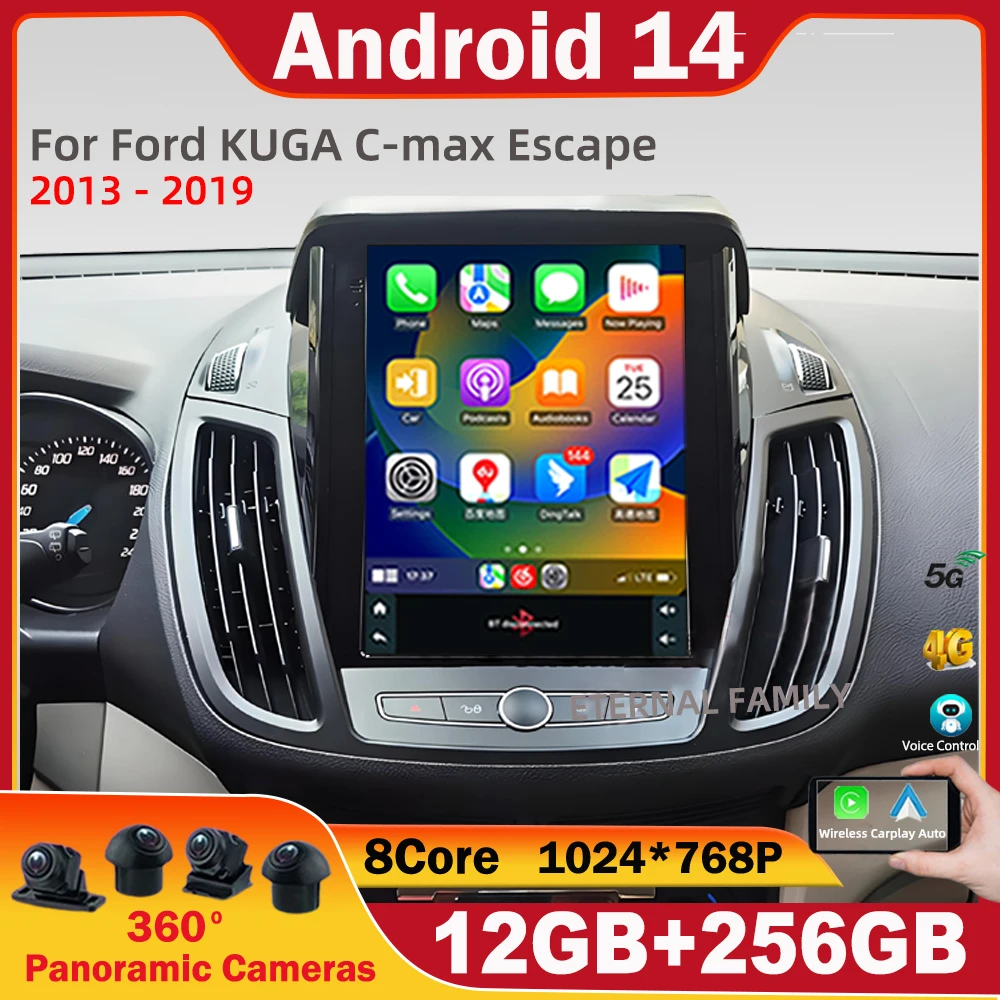 

9.7 inch Android 14 Car Radio For Ford KUGA C-max Escape 2013 - 2019 4G LET Wireless CarPlay Stereo Multimedia Player GPS BT DSP