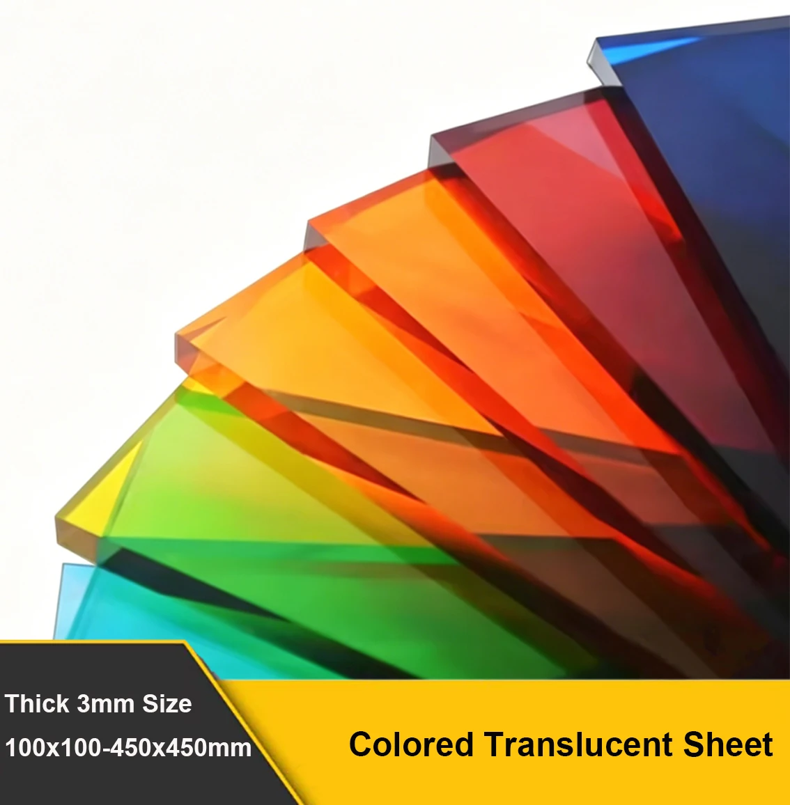 1Pcs Colored Translucent Sheet Processing Handmade Display Project Home Decor Display Boards Thick 3mm Size 100x100-450x450mm