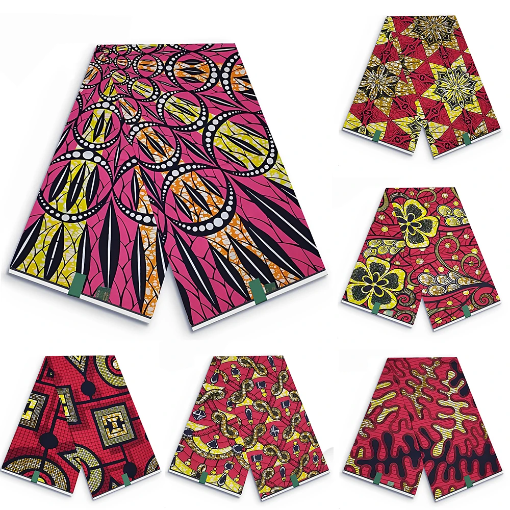 

2024 Guaranteed Super Real Wax Print Batik African Fabric Dutch Dress Hollandais Pagne DIY Sewing Materials 100% Cotton 6Yard