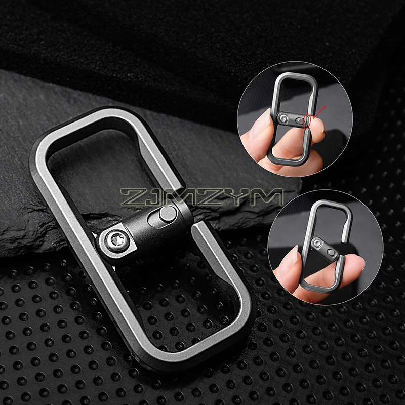 Quick Release Titanium Keychain Anti-corrosion Car Key Holder Waist/Backpack Clip Lightweight EDC Caribiner Push Button Keyring