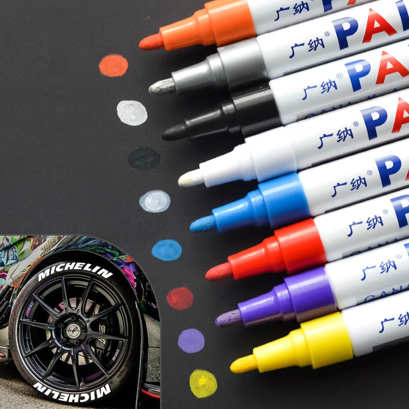 12 Pcs/box Colorful Waterproof Pen Car Tyre Tire Tread CD Metal Permanent Paint Markers Graffiti Oily Marker Pen Marcador Caneta