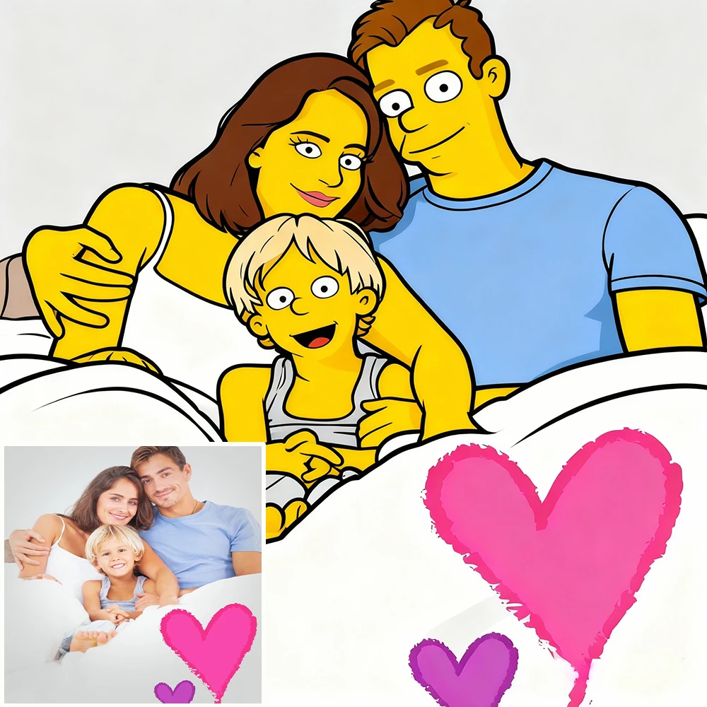 Custom Anime Cartoon Style Portrait From Photo Decor Personalized Cartoon Gift for Couples Family Kids Unique Wall Art Poster image 4