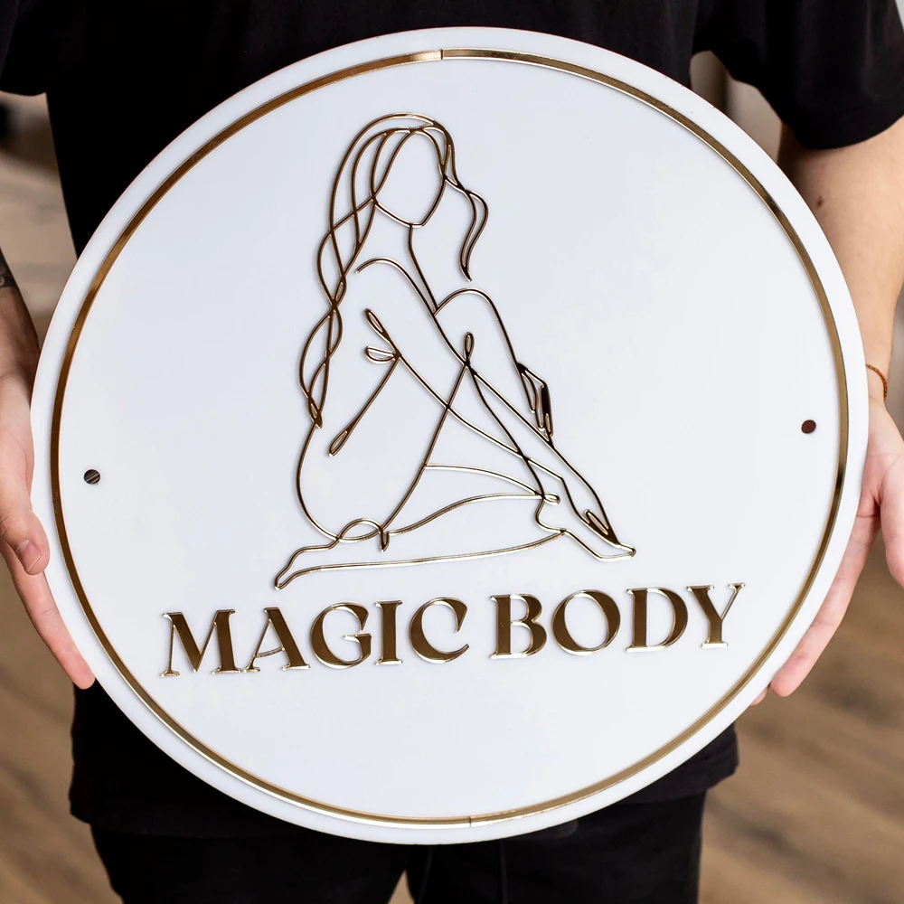 Custom Round Acrylic Logo Sign Personalized Business Hair Salon Cafe Bar Door Welcome Decor Company Name Gift