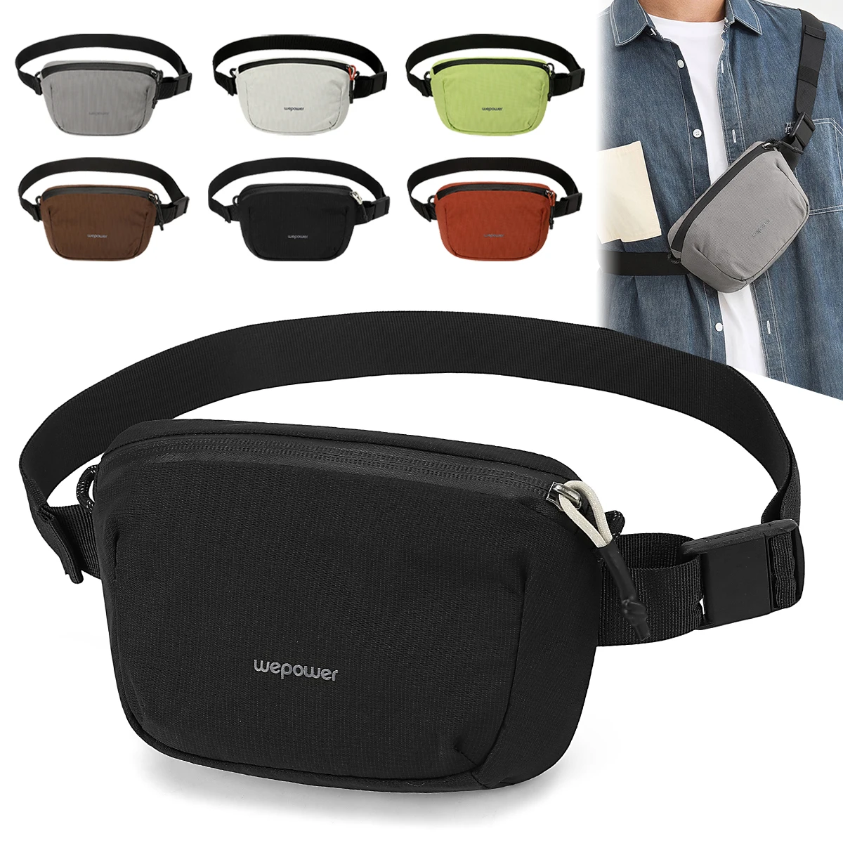Wholesale Waist Bags, New Candy-Colored Chest Bags, Fresh and High-End Style, Cute Girls' Waist Bags, Autumn and Winter Men's Small Crossbody Bags for Students