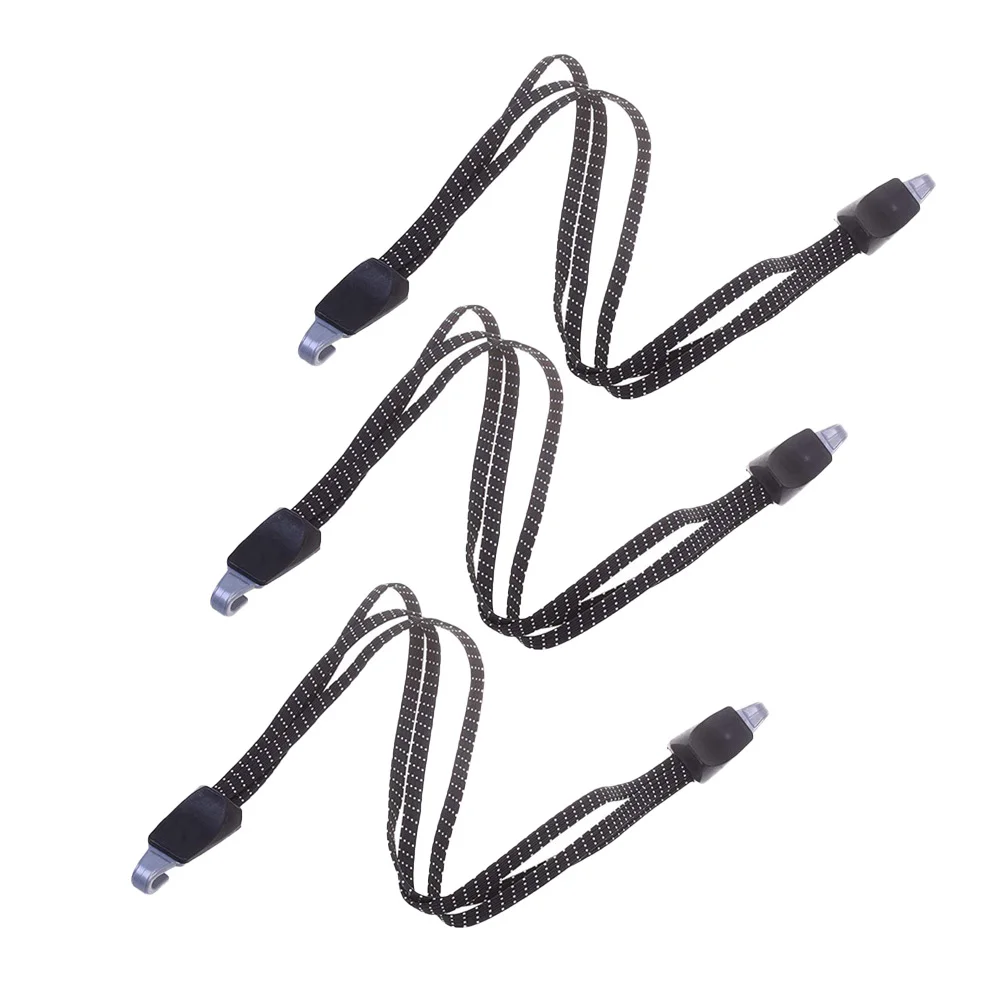 

3 Pcs Cargo Luggage Rope Straps Bungee Cords with Hooks Adjustable Black Rubber Band