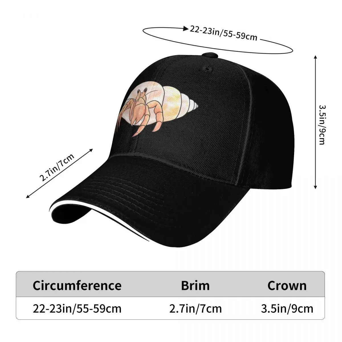 Cute Hermit Crab for Hermit Crab Lovers Baseball Cap Visor summer hat hiking hat Hood For Women 2026 Men's
